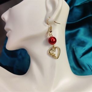 Red Pearl Drop Earrings, Aloha
